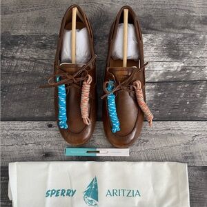 Sperry x Aritzia Brown Leather Slim Boat Shoes, NWT, Sz 8.5
